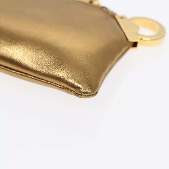 Salvatore Ferragamo Gancini Coin Purse Leather Gold Auth - Picture 14 of 16